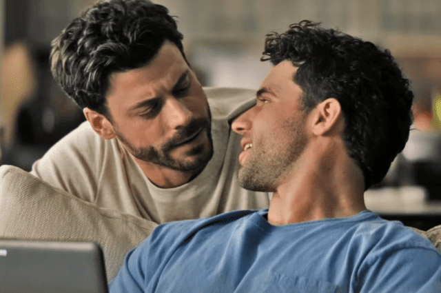 François Arnaud as Scott Hunter and Robbie G.K. as Kip Grady on Heated Rivalry. Photo: HBO Max/Crave Canada