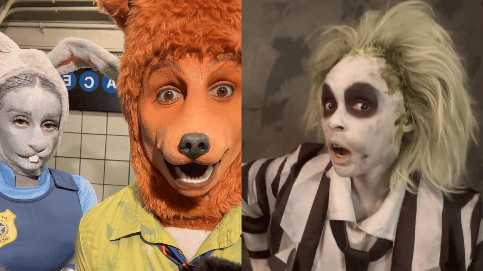 Benito Skinner and Mary Beth Barone as Zootopia (TikTok: @bennydrama7), Janelle Monáe as Beetlejuice (Instagram: @janellemonae)