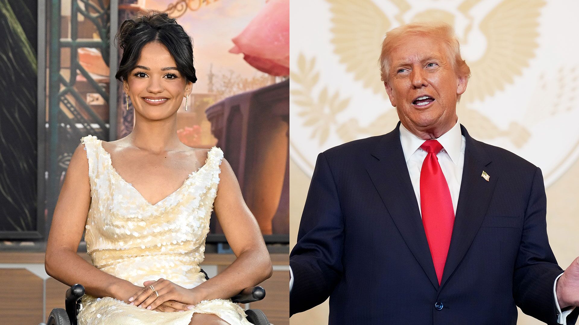 Donald Trump and Marissa Bode. Photo: Getty Images Composite