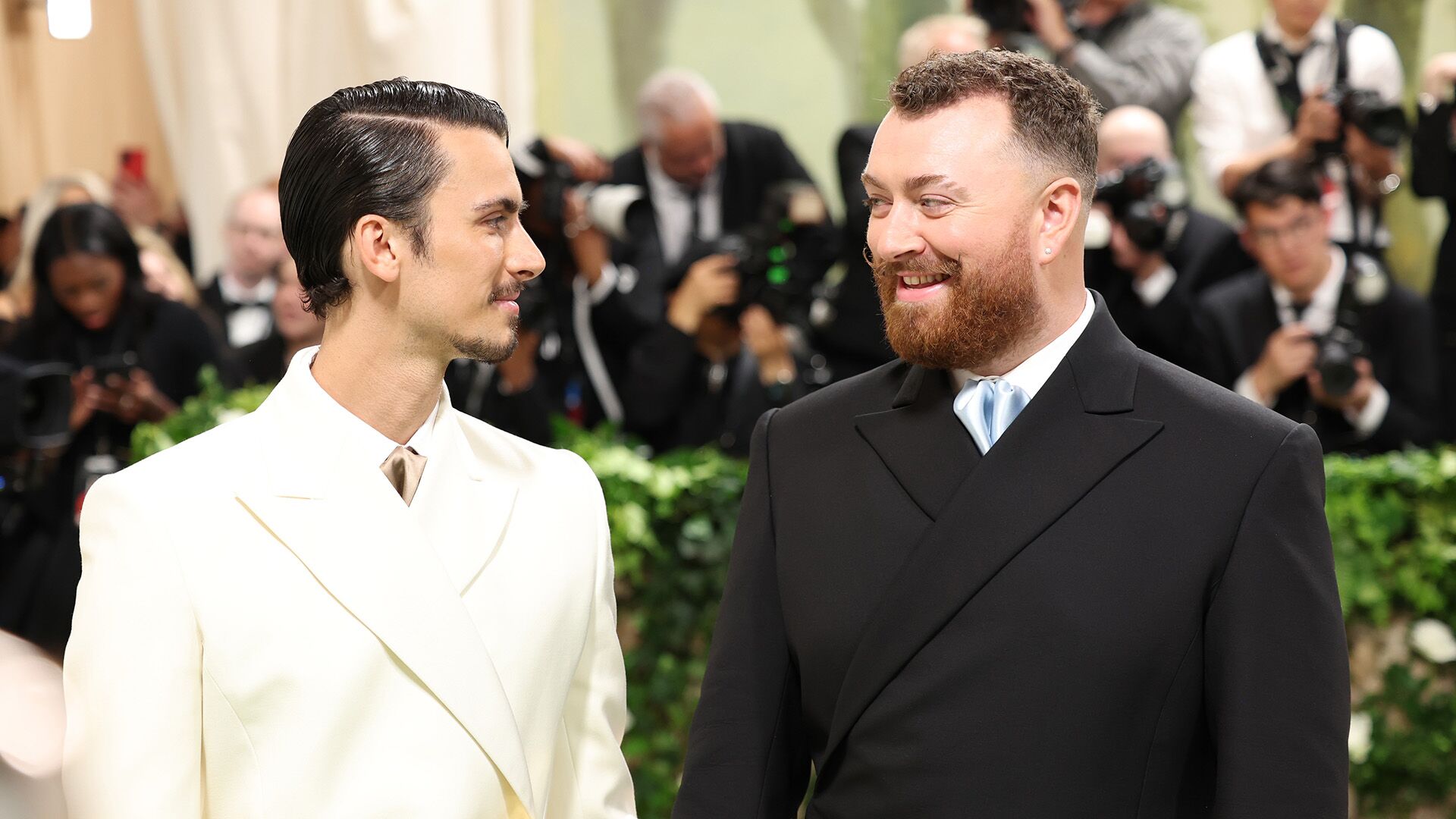 Christian Cowan and Sam Smith attend The 2024 Met Gala Celebrating "Sleeping Beauties: Reawakening Fashion" at The Metropolitan Museum of Art on May 06, 2024 in New York City. (Photo by Aliah Anderson/Getty Images)