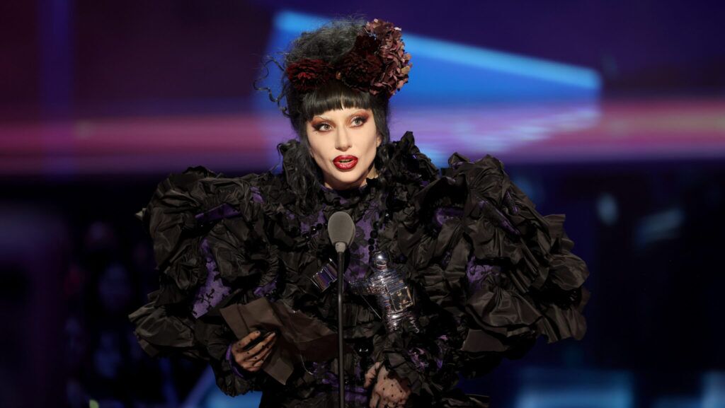 Lady Gaga accepts the “Artist of the Year” award onstage during the 2025 MTV Video Music Awards at UBS Arena on September 07, 2025 in Elmont, New York.