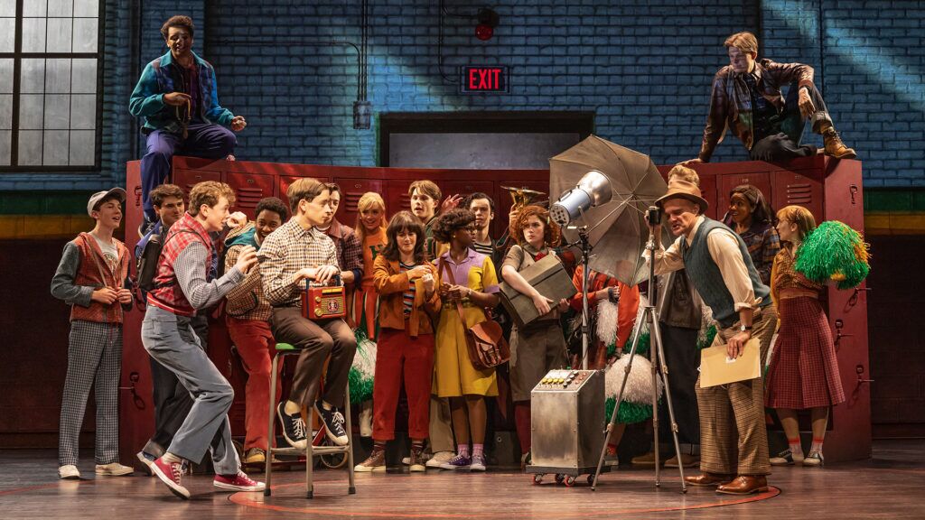 STRANGER THINGS: THE FIRST SHADOW - BROADWAY. (L-R) Louis McCartney as Henry Creel, Alison Jaye as Joyce Maldonado and ensemble in Netflix’s Stranger Things: The First Shadow at Marquis Theatre on Broadway. Photo Cr. Matthew Murphy and Evan Zimmerman/Netflix