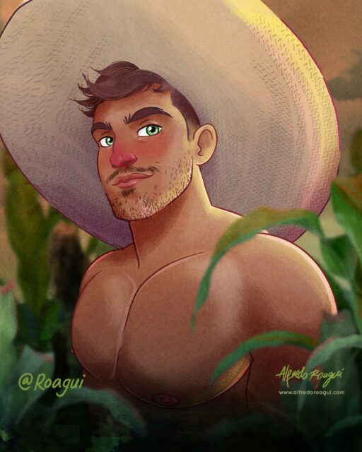 Illustrator Alfred Loagi talks fantasy, mermaids, queer masculinity, and turning pin-up-inspired muscular men into warm, romantic works of art.