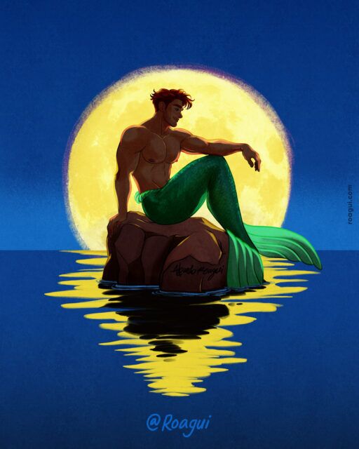 Illustrator Alfred Loagi talks fantasy, mermaids, queer masculinity, and turning pin-up-inspired muscular men into warm, romantic works of art.