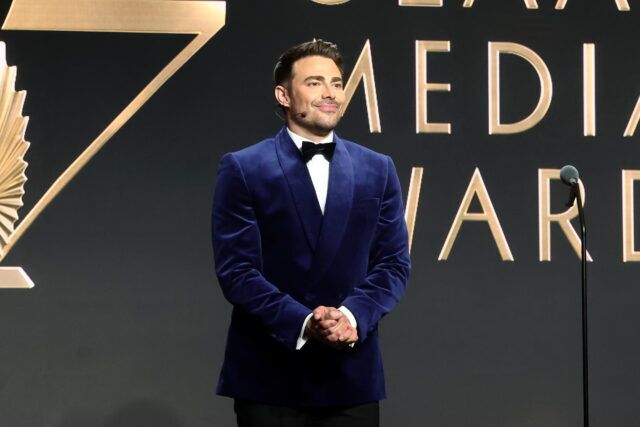 Host Jonathan Bennett speaks on stage at the 37th Annual GLAAD Media Awards at the Beverly Hilton on March 5, 2026 in Beverly Hills, California. 
