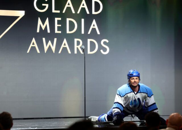 Host Jonathan Bennett speaks on stage at the 37th Annual GLAAD Media Awards at the Beverly Hilton on March 5, 2026 in Beverly Hills, California. 