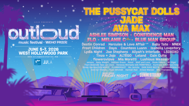 OUTLOUD Music Festival revient à WeHo Pride 2026 avec les têtes d'affiche The Pussycat Dolls, Ava Max et JADE ainsi que FLO, Ashlee Simpson, MNEK et plus encore.