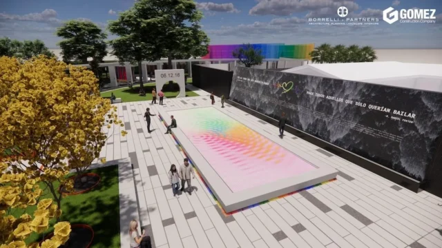 Le cœur du mémorial Pulse est délimité par l’empreinte de la discothèque Pulse.