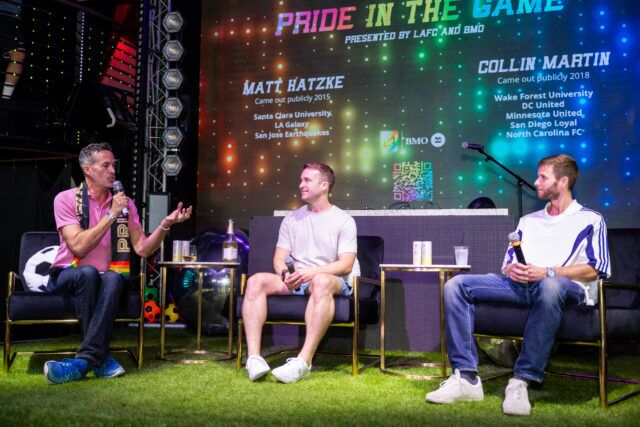 Collin Martin et Matt Hatzke, anciens joueurs de la MLS, à Pride House LA-West Hollywood, sponsorisé par Giesen 0