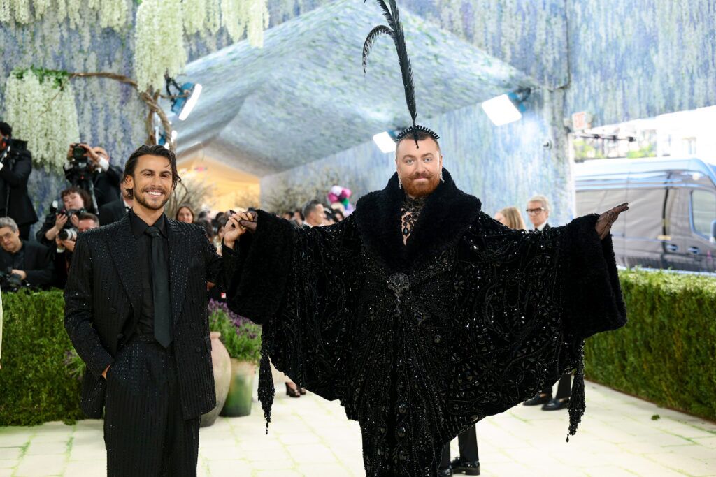 Christian Cowan and Sam Smith attend the 2026 Met Gala celebrating "Costume Art" at the Metropolitan Museum of Art on May 04, 2026 in New York City. (Photo by Dimitrios Kambouris/Getty Images for The Met Museum/Vogue)