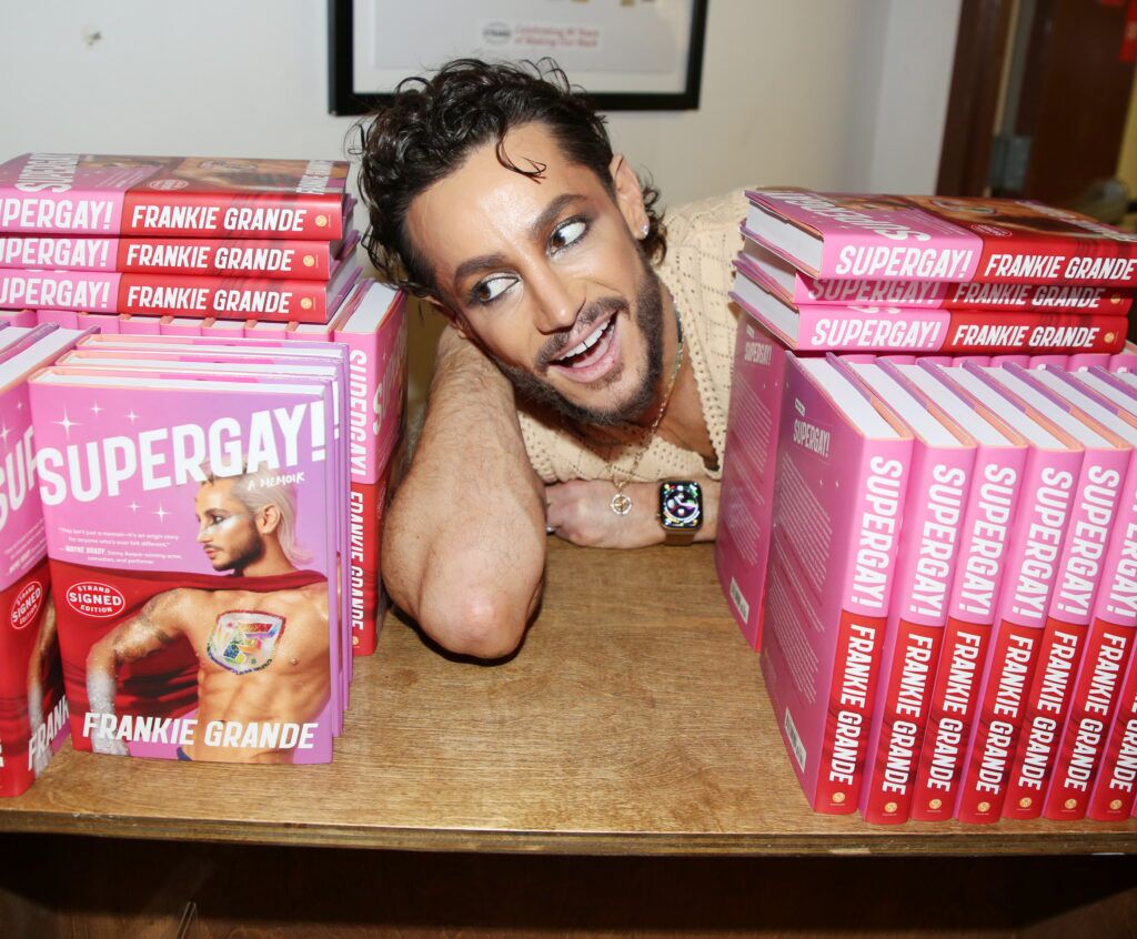 Frankie Grande poses as he promotes his new book "Supergay!: A Memoir" at Strand Bookstore on June 23, 2026 in New York City. "Supergay!: A Memoir" is published by Sourcebooks, is a candid, humorous, and celebratory account of Frankie’s journey toward self-acceptance, sobriety, and embracing his identity as a loud, proud, and unapologetically gay man. Released on June 23rd. (Photo by Bruce Glikas/Getty Images)