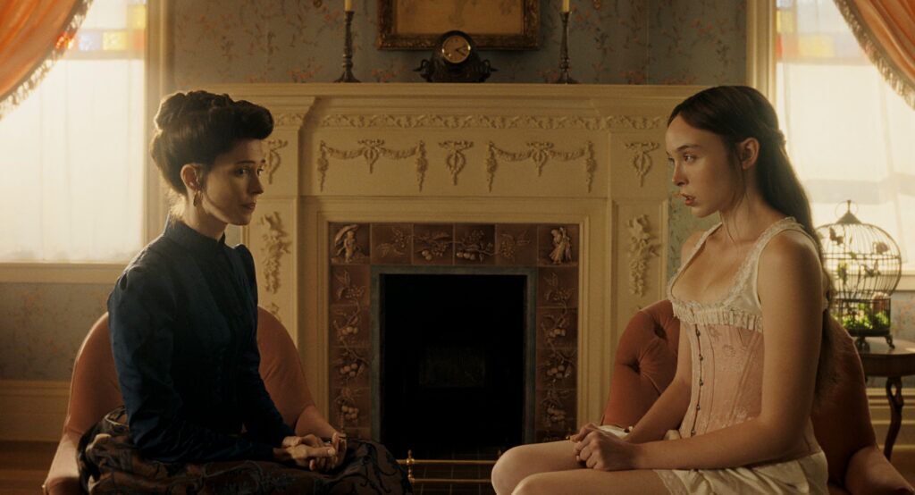 Monster: The Lizzie Borden Story. (L to R) Rebecca Hall as Abby Borden, Ella Beatty as Lizzie Borden in episode 401 of Monster: The Lizzie Borden Story. Cr. Courtesy of Netflix © 2026