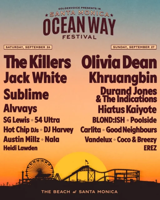 Goldenvoice debuts Ocean Way Festival on Santa Monica Beach this September with Olivia Dean, SG Lewis, The Killers, and BLOND:ISH