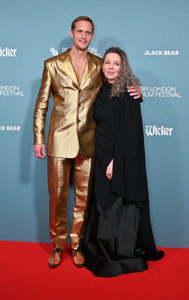 Alexander Skarsgard (L) and Olivia Colman attend the screening of "Wicker" during The 70th BFI London Film Festival at BFI Southbank on October 08, 2026 in London, England. (Photo by Laura Rose/Dave Benett/WireImage)