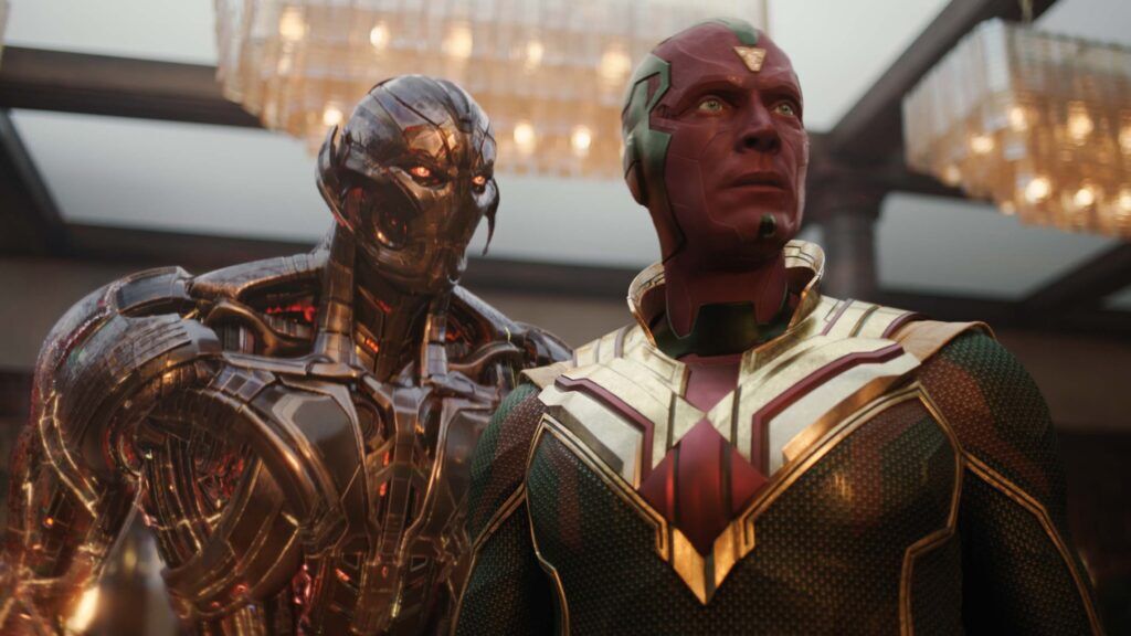 (De gauche à droite) James Spader dans le rôle d'Ultron et Paul Bettany dans le rôle de Vision dans VisionQuest exclusivement sur Disney+. Photo gracieuseté de Marvel. © 2026 Marvel. Tous droits réservés.